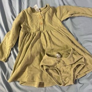 24 MONTHS KNIT GREEN DRESS WITH DIAPER COVER